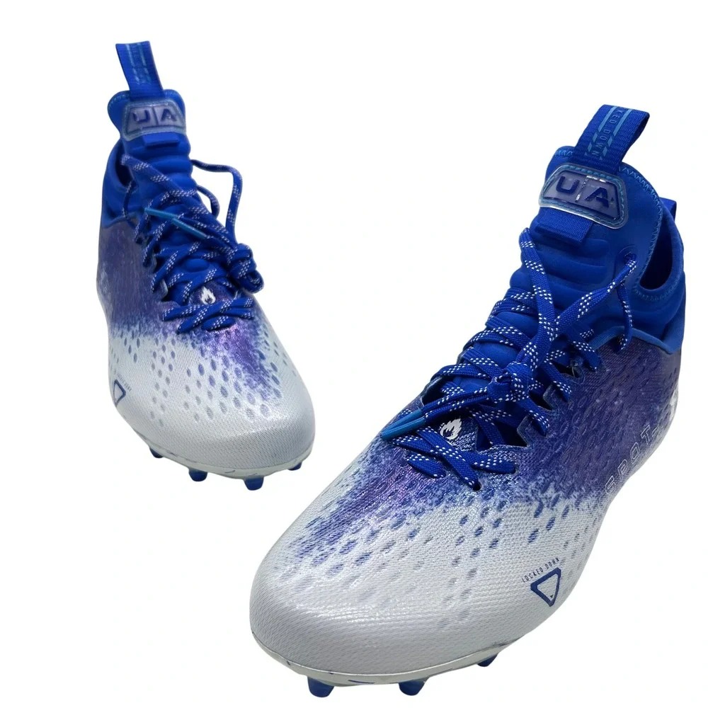 NEW Under Armour Spotlight Franchise RM Blue White‎ Football Cleats Mens Size 10